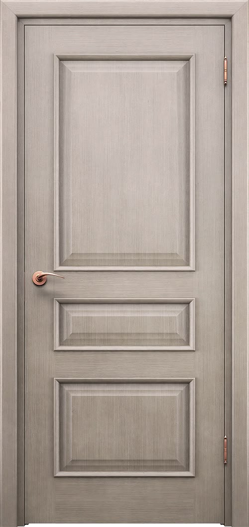 Three-panel door with bolection molding