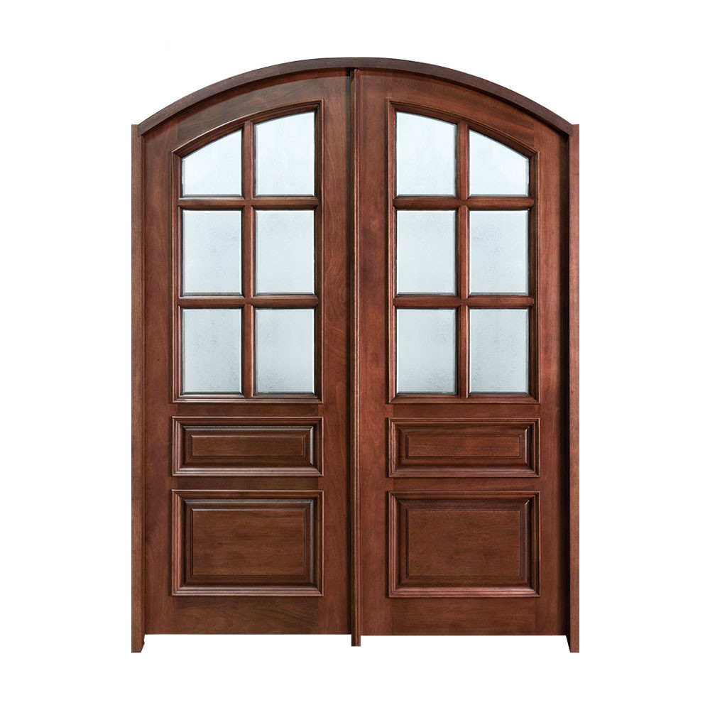 Segmental-arch double door with glass grid