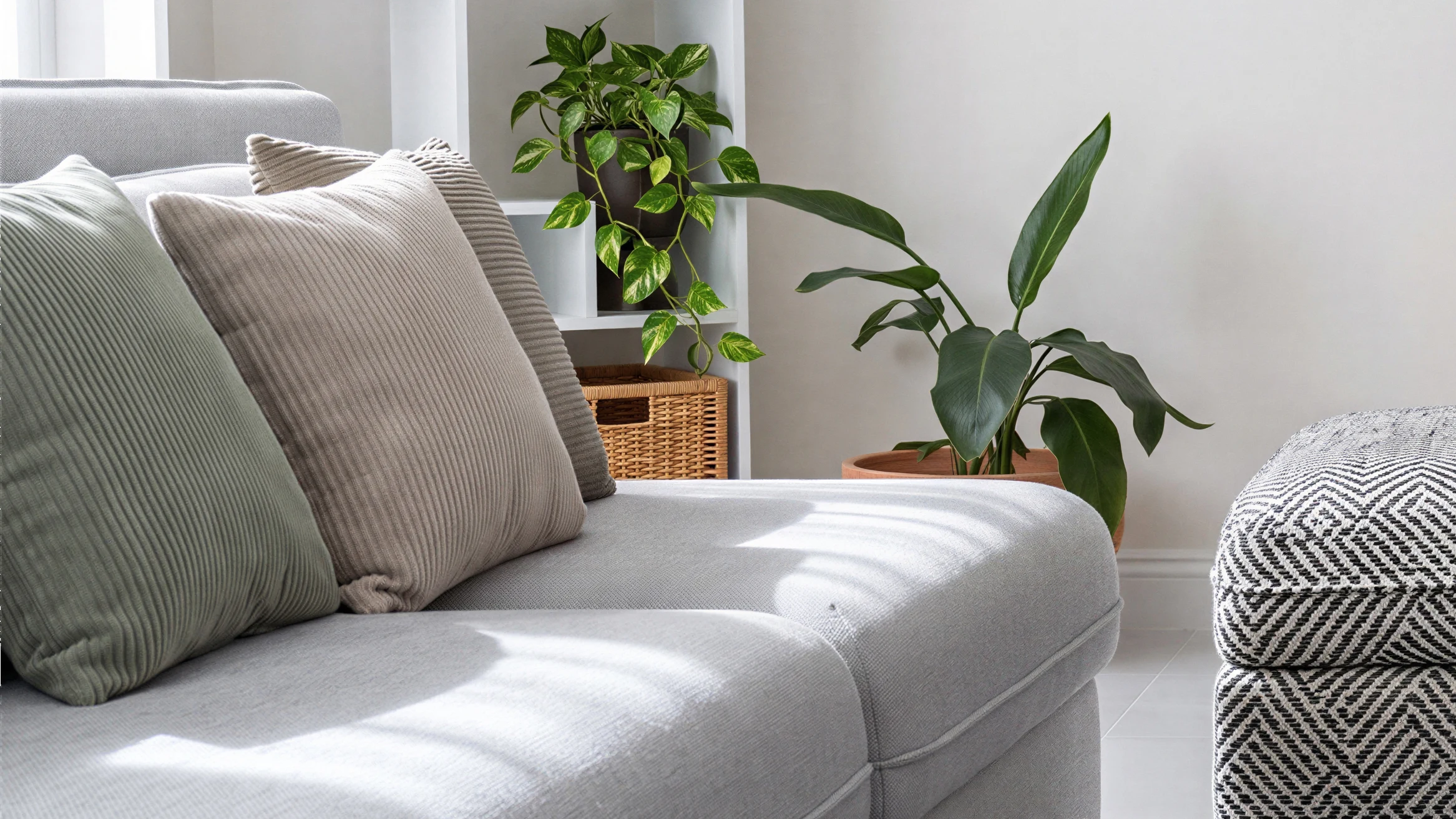 The same crop after upscaling, with reconstructed fabric weave and material edges