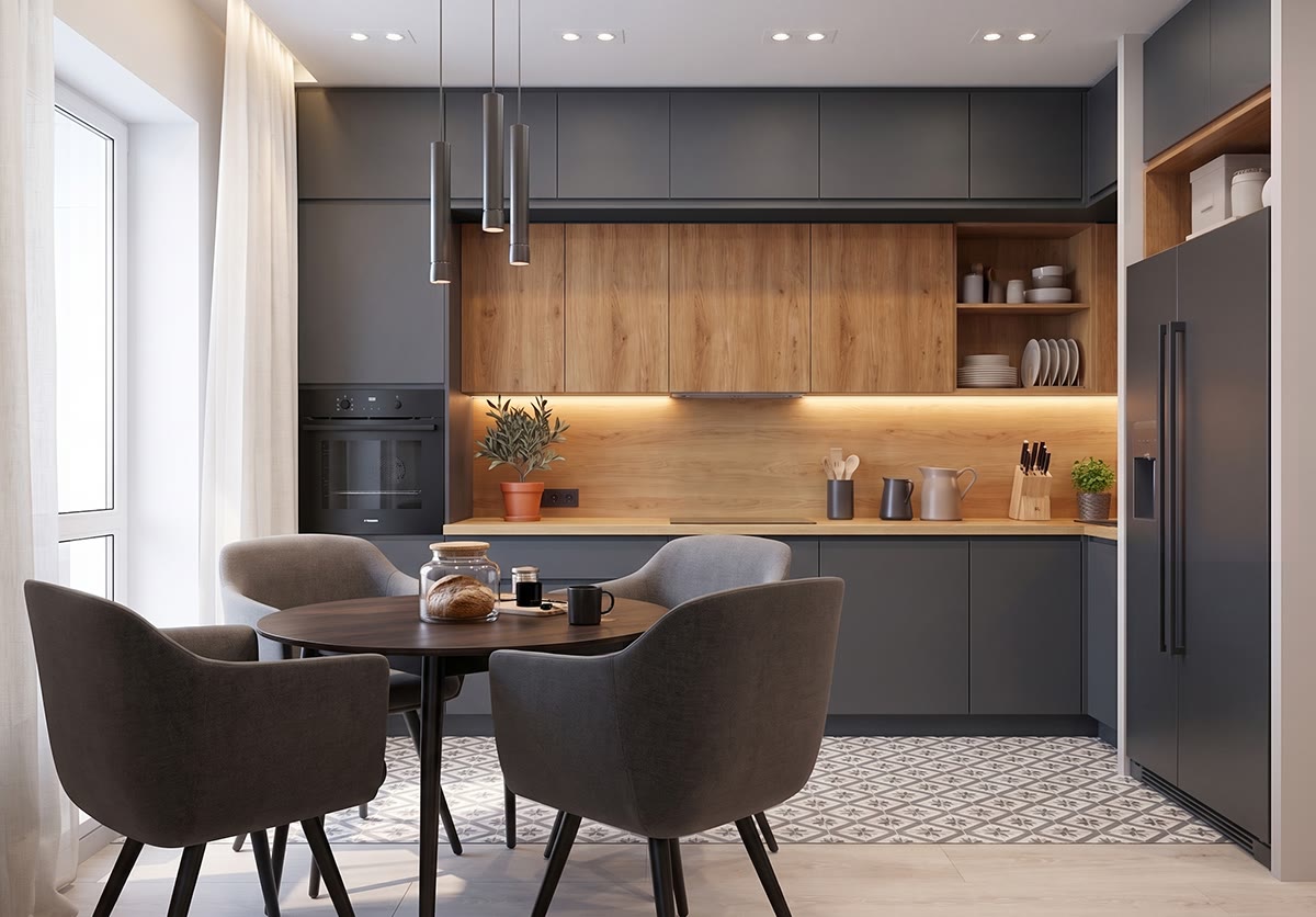 The same kitchen detail in the original low-resolution image